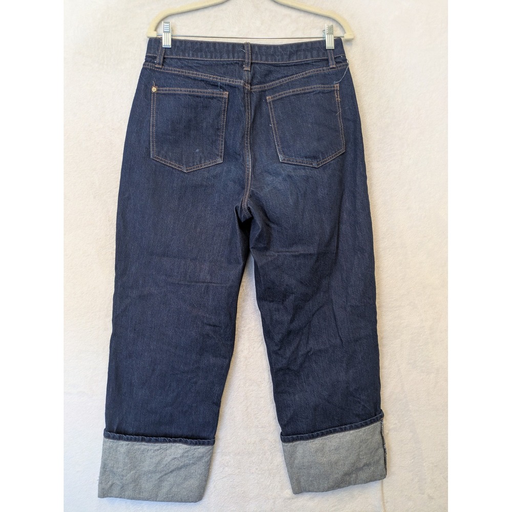 Kate Spade Dark Wash Wide Leg Cropped Cuffed Jeans Womens Size 8 - Picture 7 of 11